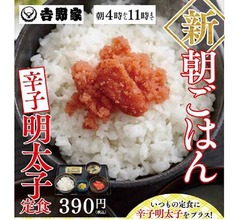 吉野家に新メニュー「辛子明太子定食」