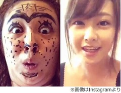 橋本甜歌の激しい変顔メーク、自らも「想像以上にヤバかった」。