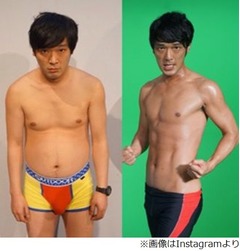 ガリットチュウ熊谷が肉体改造、ぽっこりお腹の身体がムキムキに。