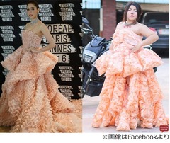 えびせんで作ったドレスが話題、女優着用のピンクのドレスを再現。