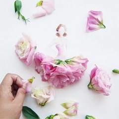 【写真】女性イラストに&ldquo;花のドレス&rdquo;、細やかな造形の作品が話題に。