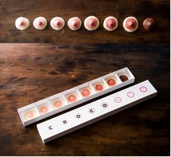 少女から熟女へ、女性の乳首をチョコで表現