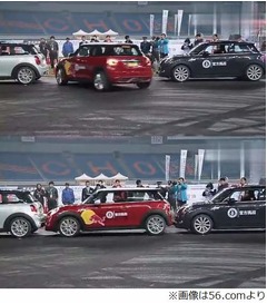 【写真】ドリフト縦列駐車のギネス更新、全長3.85mの車で幅3.93mに。