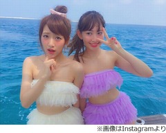 こじはる＆たかみなが貴重なプライベート水着、沖縄弾丸旅行でパチリ。