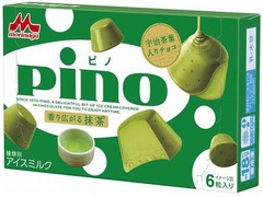 「ピノ」に香り広がる抹茶味、碾茶混ぜ込んだ抹茶チョコでコーティング。