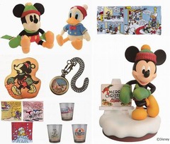ミッキー＆ドナルドの一番くじ、Xmasテーマのヴィンテージコミック風。