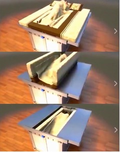 棺桶のような対地震用ベッド、揺れ感知時にパカッと開いてドーンと収納。