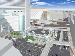 大阪駅南側の広場整備スタート、混在するバスとタクシー乗り場を分離。