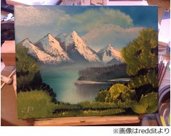 【写真】出来良すぎ&ldquo;初めて描いた絵&rdquo;、ボブ・ロスのDVD見ながら制作。