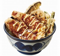 てんやが黒酢&times;マヨネーズの「黒マヨ鶏天丼」