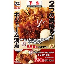 かつやが「チキンカツとから揚げの合い盛り丼」
