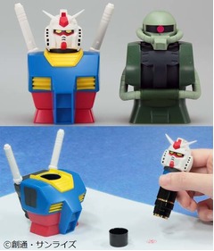 ガンダムのネーム印スタンド、劇中登場のモビルスーツを忠実に再現。