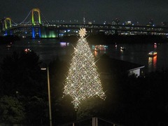 お台場ツリーが&ldquo;温かい光&rdquo;に、シャンパンゴールドと白ベースに一新。