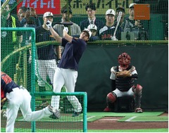 打撃練習の大谷　野球