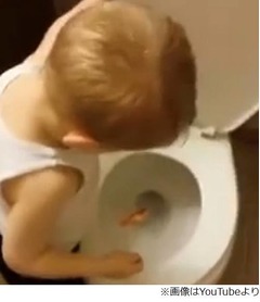 &ldquo;金魚と別れ&rdquo;トイレにジャー、水流に飲まれていくのを見つめる男の子。