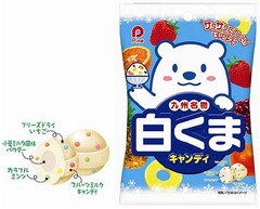 かき氷「白くま」キャンディに、山盛りフルーツを一粒の中で表現。