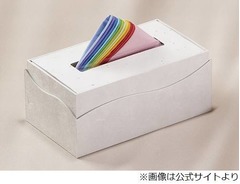 1万円の「十二単ティッシュ」、十二単の鮮やかな色合いをイメージ。