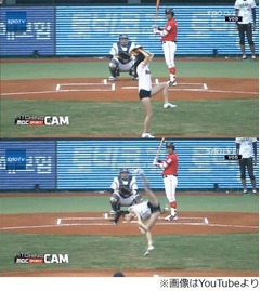 ダイナミック&ldquo;空中回転&rdquo;投球、韓国プロ野球の始球式に再び反響。