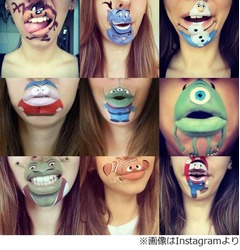 【写真】今にも話し出しそうなキャラ達、口元ペイントアートに反響。