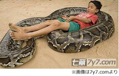 &ldquo;大の親友&rdquo;は巨大ニシキヘビ、生後間もない頃から一緒に遊ぶ仲。