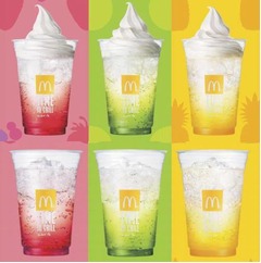 マックフロート＆フィズに新味、ベリーミックスなどそれぞれ3種類。