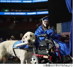 大学の&ldquo;全授業出席&rdquo;、介助犬に名誉学位授与
