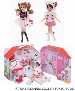 リカちゃんとキティがコラボ、ドール・ドレス・ハウスの3種類展開。