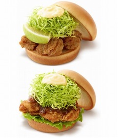 モスがご当地からあげバーガー、「中津からあげ」と「釧路ザンタレ」。