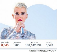 ケイティ・ペリー、史上初のフォロワー1億人