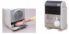 電気も電池も不要の暖房器具、世界初のカセットガスファンヒーター。