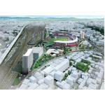 マツダスタジアム周辺開発概要、見学できるカープ屋内練習場なども。