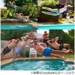 面白ポーズでプールにドボン、飛び込む直前の1枚を撮る「レジャーダイブ」。