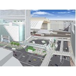 大阪駅南側の広場整備スタート、混在するバスとタクシー乗り場を分離。