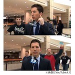中継の邪魔した野次馬に報復、リポーターがキツいインタビュー攻撃。