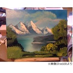 【写真】出来良すぎ&ldquo;初めて描いた絵&rdquo;、ボブ・ロスのDVD見ながら制作。