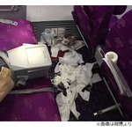 汚すぎる座席にあ然、たった90分でゴミだらけ