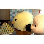 バリィさんが&ldquo;こぶた&rdquo;と共演、エースコックのコラボラーメン試食会。