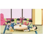 おそ松さんの六つ子と居間再現、てのひらサイズのフィギュアセット。