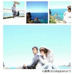 田中＆稲本の素敵な2ショット、青空バックに仲睦まじく寄り添う2人。