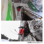 スリル満点&ldquo;廃ビル&rdquo;でスキー、元プロならではの華麗な滑走披露。