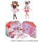 リカちゃんとキティがコラボ、ドール・ドレス・ハウスの3種類展開。
