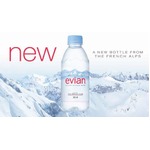 日本先行「エビアン」新ボトル、スタイリッシュなデザインに変更。