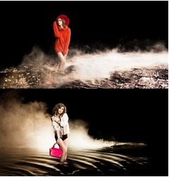 紗栄子が“闇の海”で美脚披露、写真家・下村一喜氏がクールに撮影。
