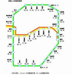 山手線内の全駅で公衆無線LAN、3月30日から中央線一部も含む36駅で。