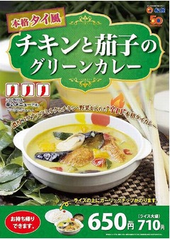 松屋が本格的なグリーンカレー、厚切りチキンや茄子など具材ゴロゴロ。