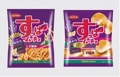 すっぱムーチョがゆかりに遭遇、湖池屋×三島食品で“しそ風味”に。