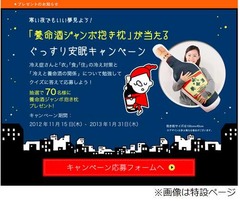 “養命酒型”のジャンボ抱き枕、抽選で70人に当たるキャンペーン。