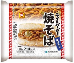 米+麺のライスバーガー焼そば、ごはんに合うブレンドのソース使用。