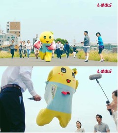 ふなっしーが「しまむら」CMに、撮影現場でもファンサービスたっぷり。