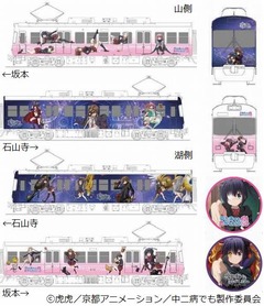京阪電鉄に“中二病”電車走る、日常世界と妄想世界をラッピング。